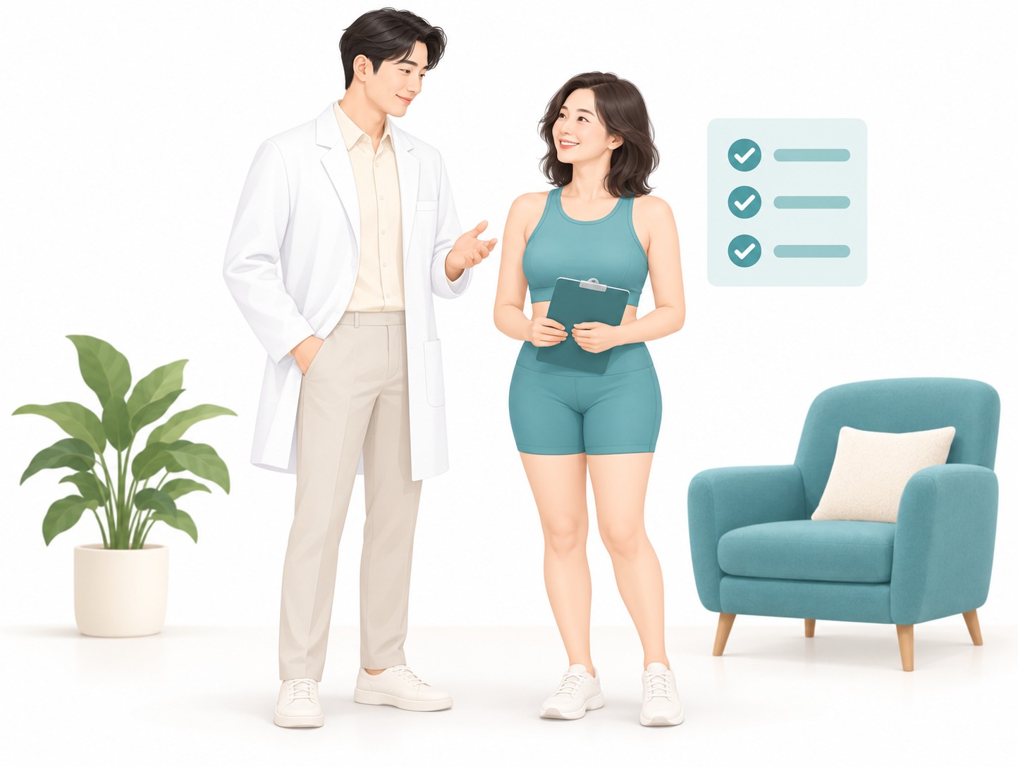수술 후 경과를 설명하는 상담 장면