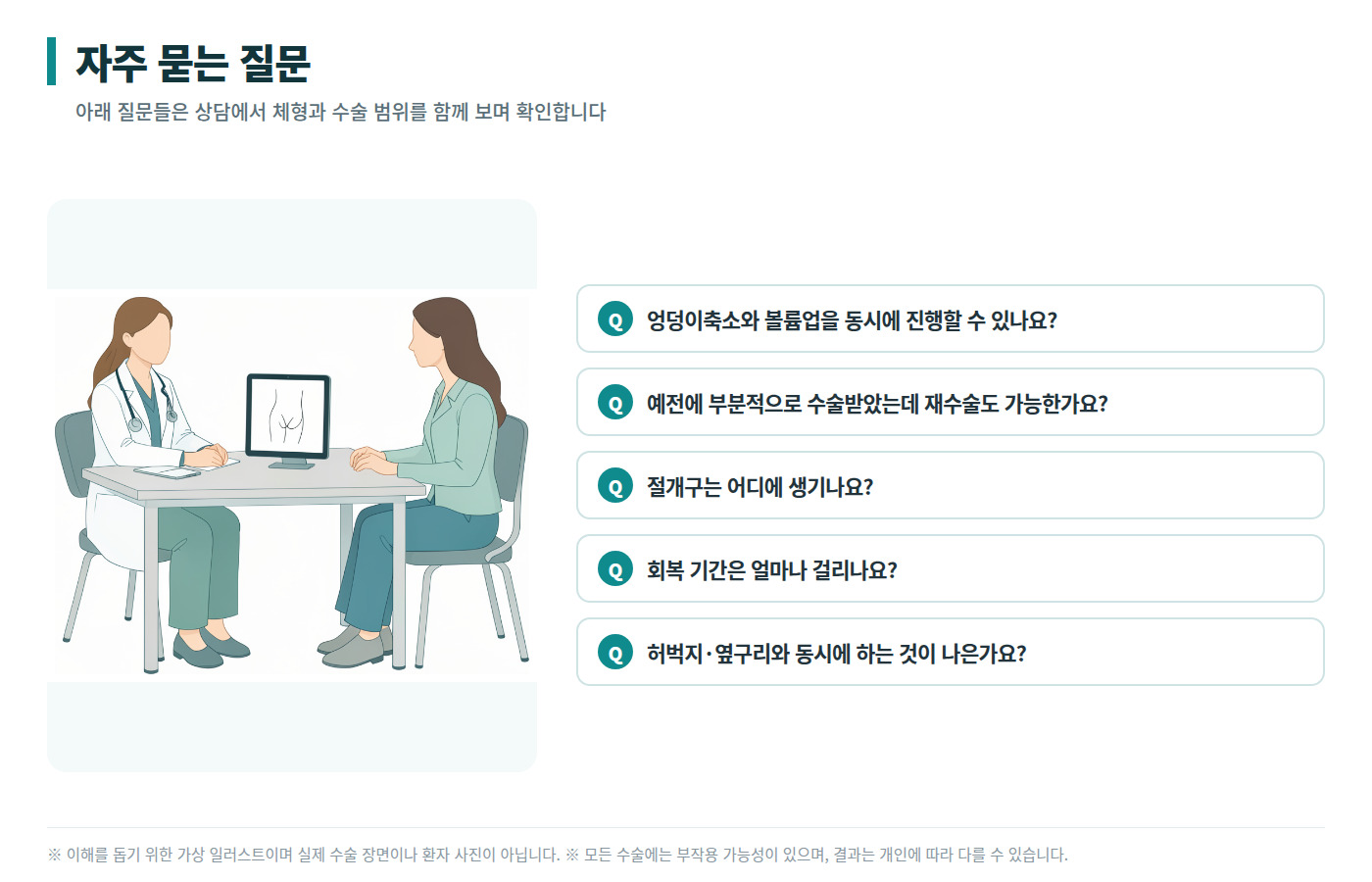 엉덩이축소 지방흡입 자주 묻는 질문 인포그래픽