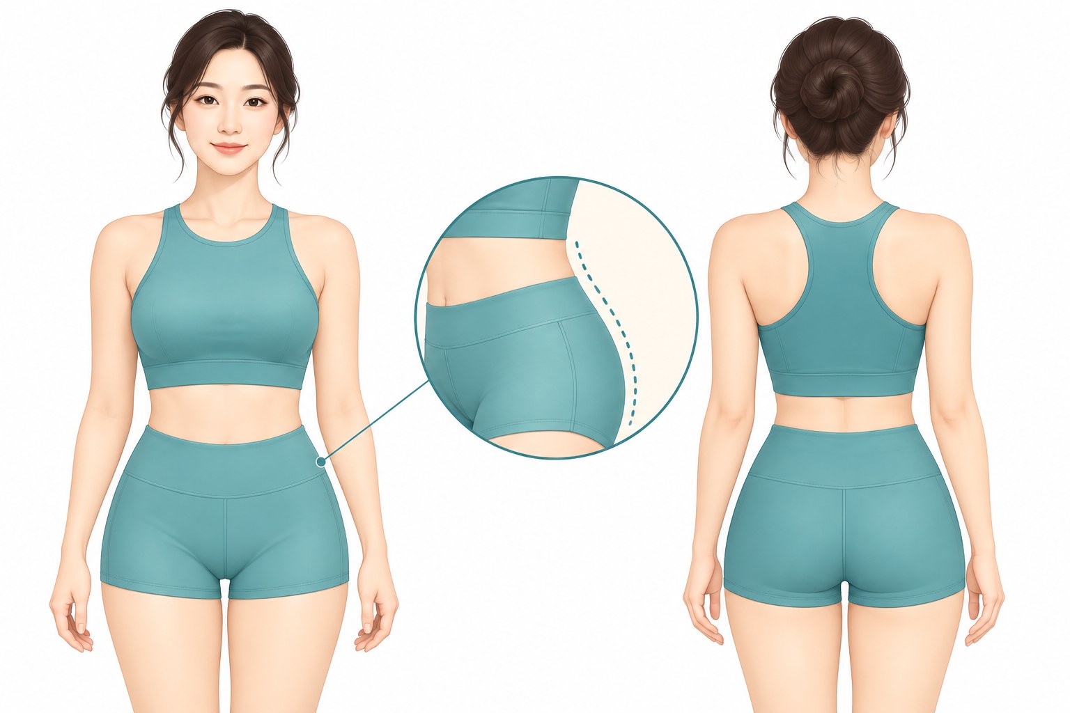 골반 지방이식에서 허리와 허벅지 사이 옆 골반 부위를 표시한 설명 그림
