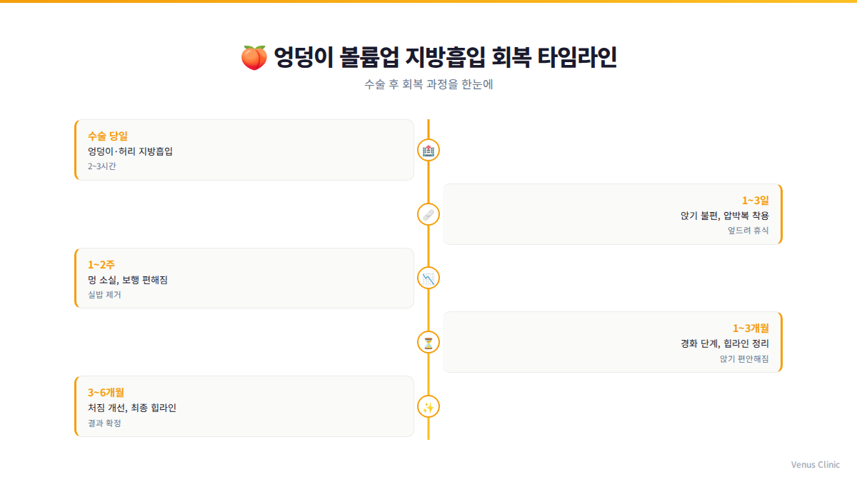 가슴축소 지방흡입 회복 타임라인 인포그래픽 비너스의원
